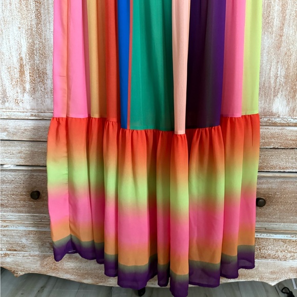 Multicolor Off-Shoulder Boho Maxi Dress Boutique - Picture 5 of 9